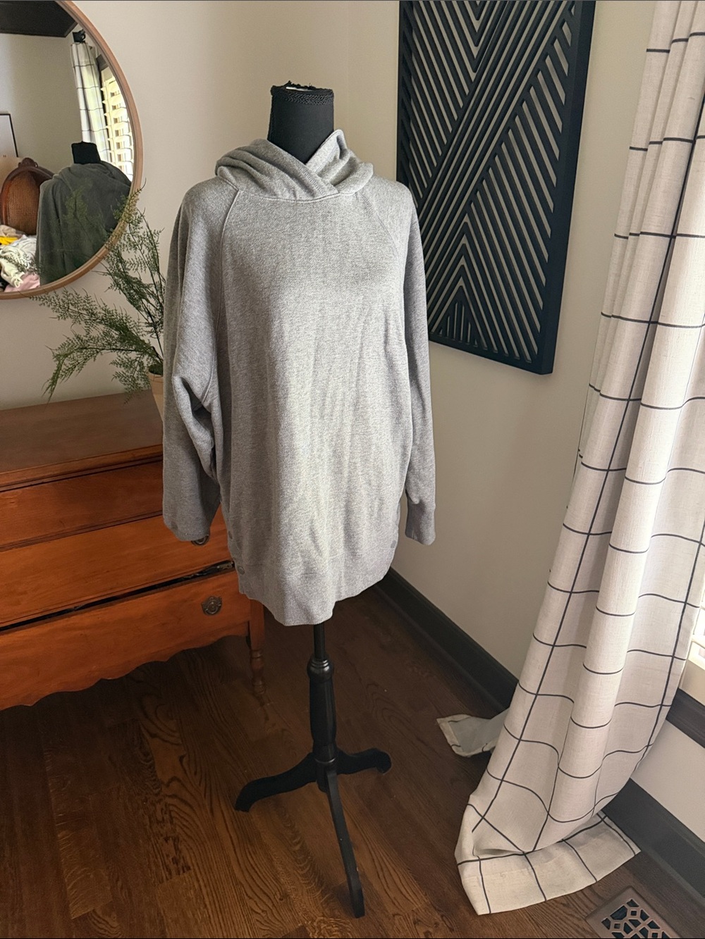 aerie Gray Pullover Hoodie with side snaps medium